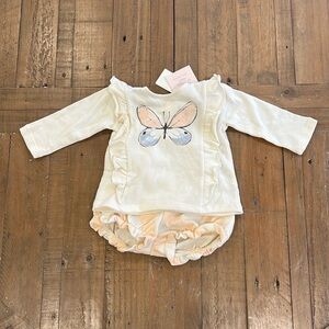 Grayson mini butterfly sweatshirt and bloomer set NWT